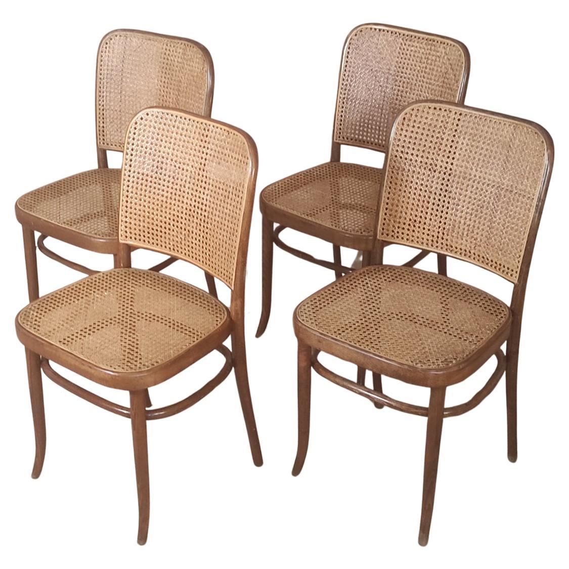 Ensemble de quatre chaises Vintage Prague 811 par Josef Hoffmann 1950s en vente