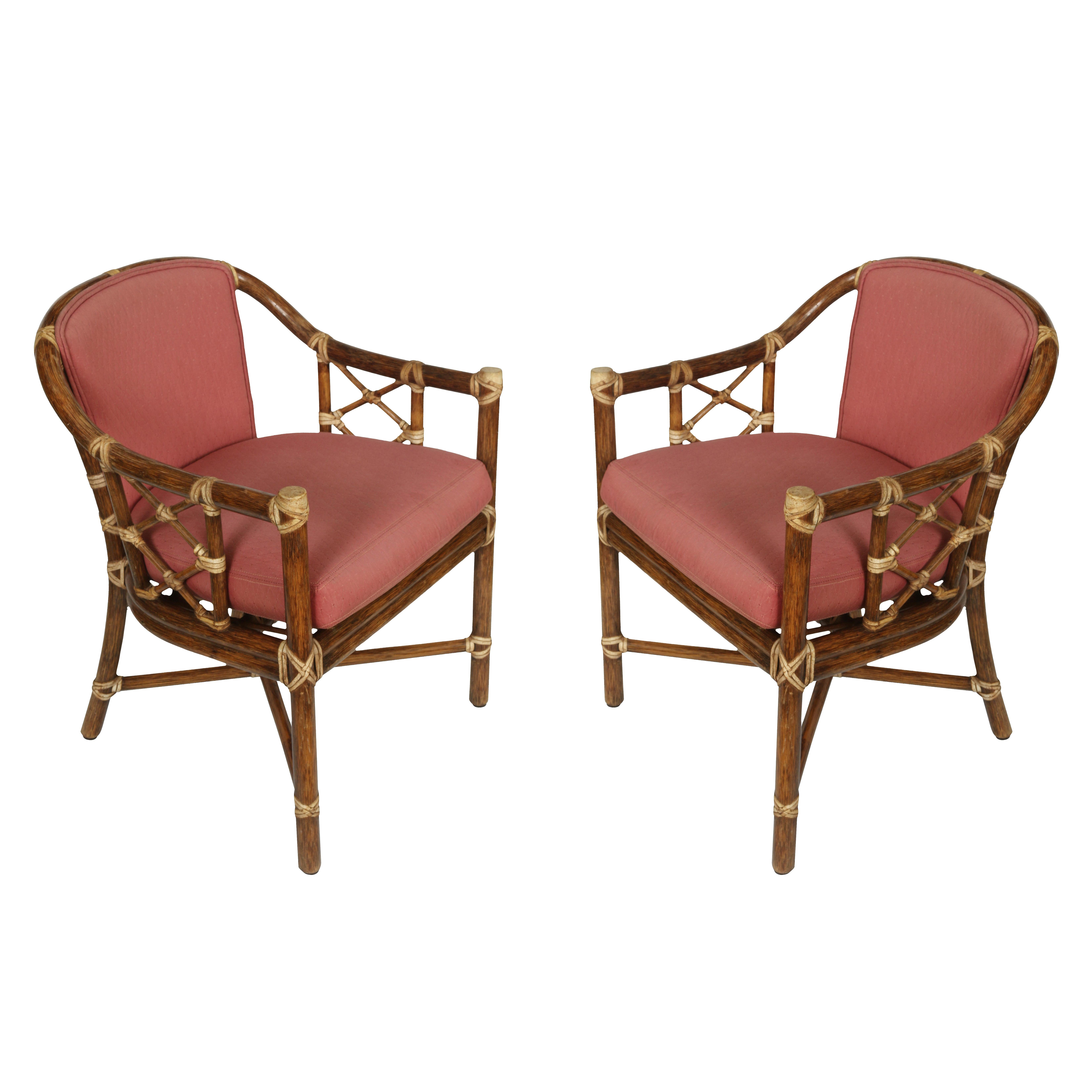 Set of Four Vintage Rattan McGuire Armchairs In Good Condition In New York, NY