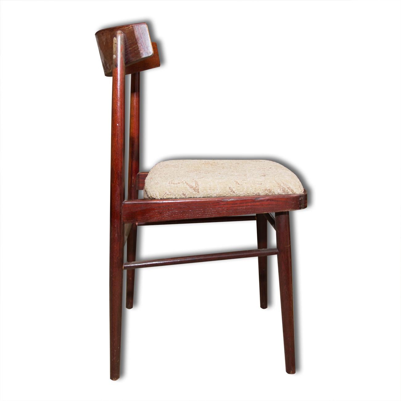 Set of Four Vintage mahogany beech chairs JITONA, Czechoslovakia, 1970s For Sale 4