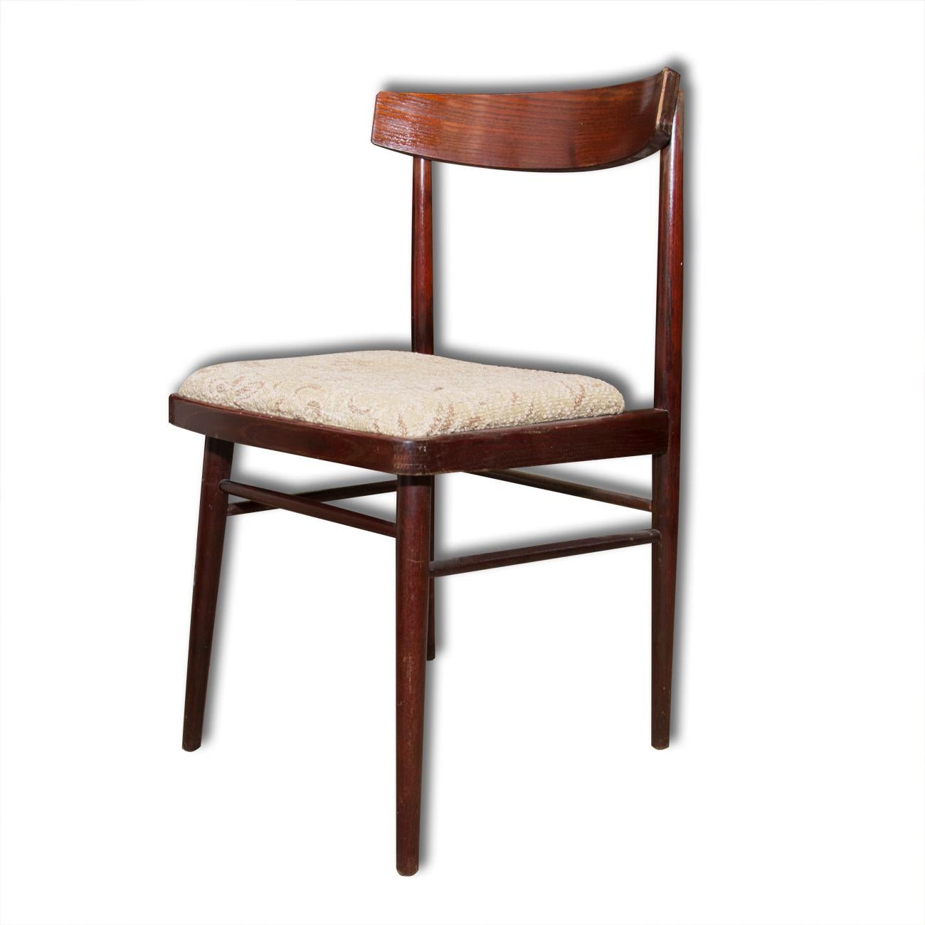 Mid-Century Modern Set of Four Vintage mahogany beech chairs JITONA, Czechoslovakia, 1970s For Sale