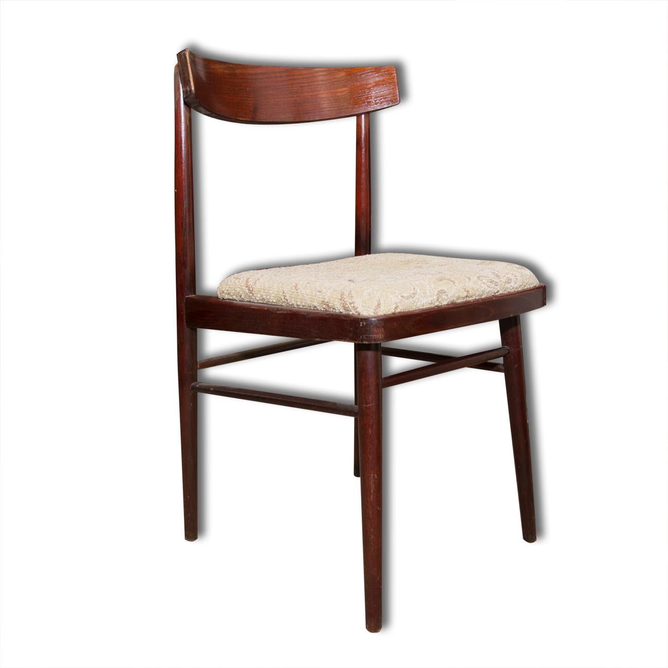 Set of Four Vintage mahogany beech chairs JITONA, Czechoslovakia, 1970s For Sale 3