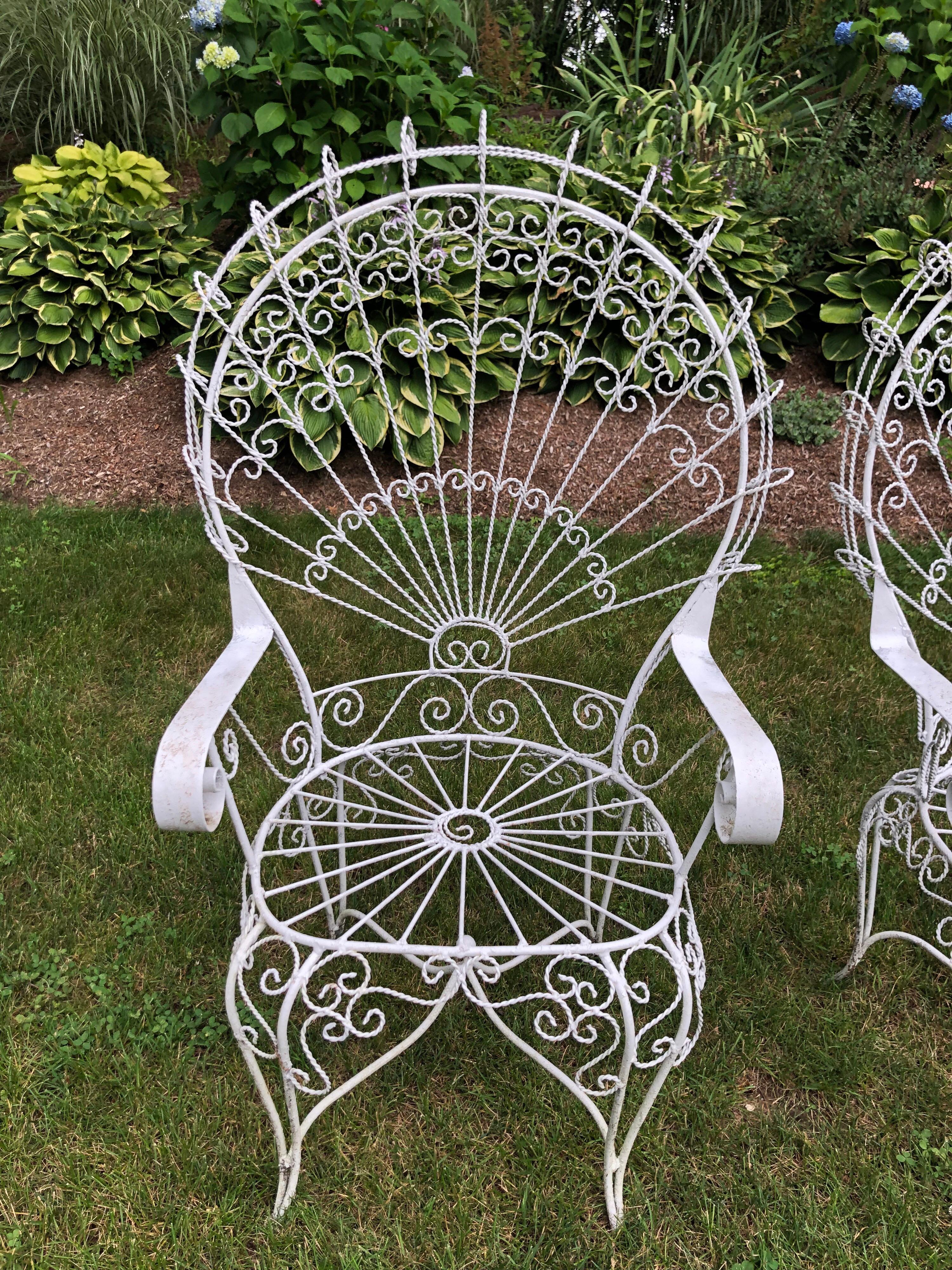 Late 20th Century Set of Four Vintage Salterini White Peacock Chairs