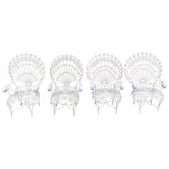 Set of Four Vintage Salterini White Peacock Chairs