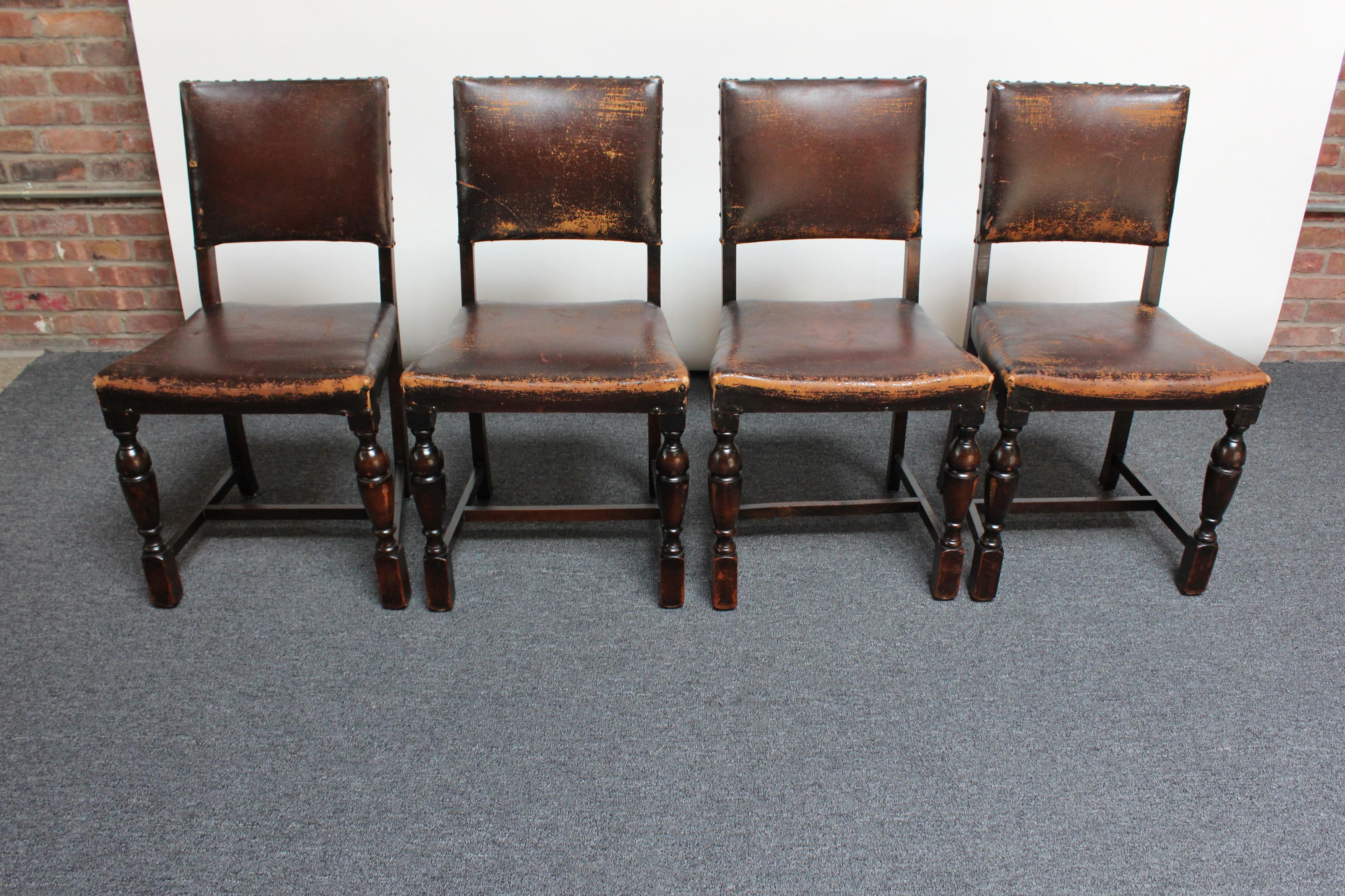 Spanish Colonial Set of Four Vintage Spanish Revival Style Dining Chairs