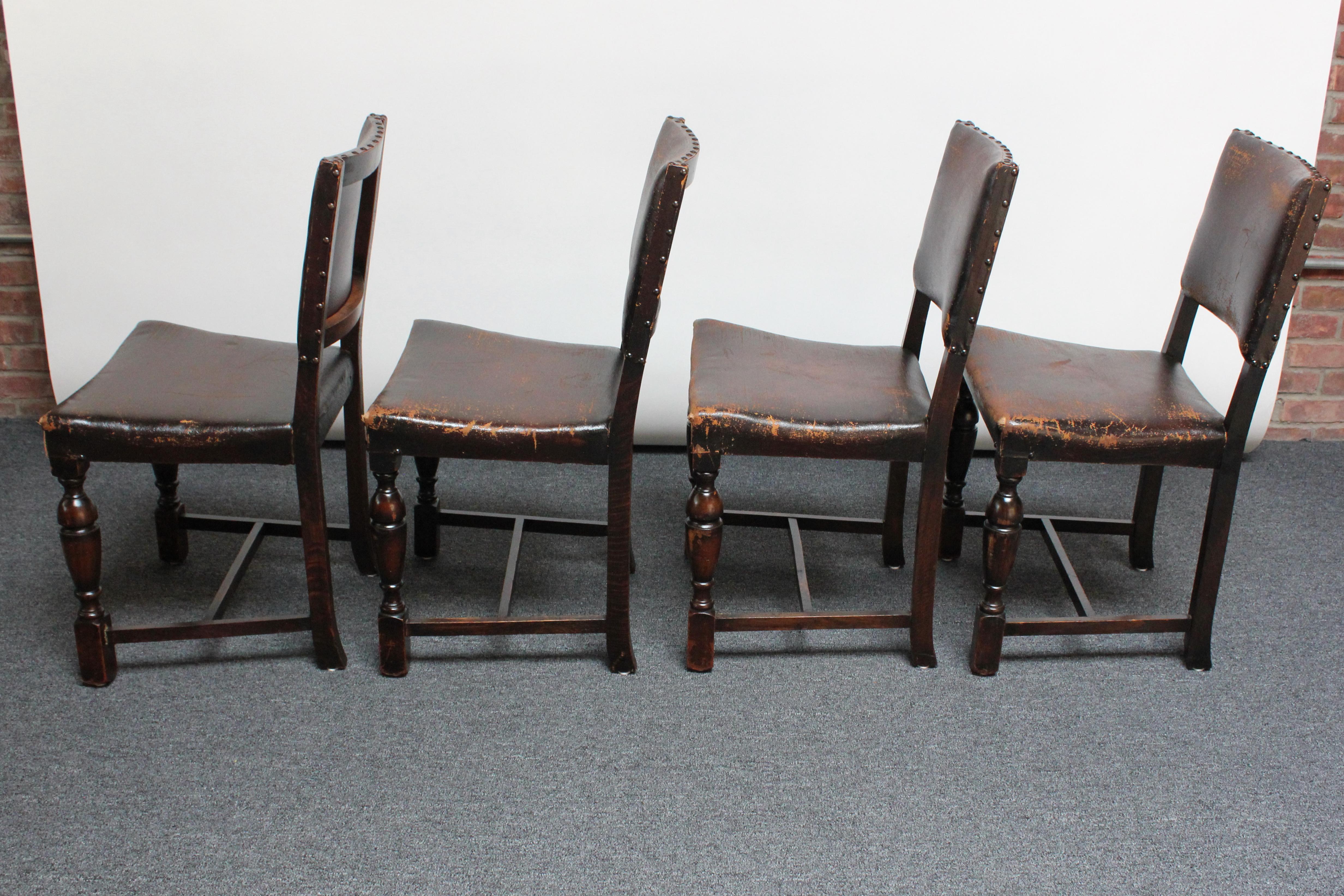 Stained Set of Four Vintage Spanish Revival Style Dining Chairs