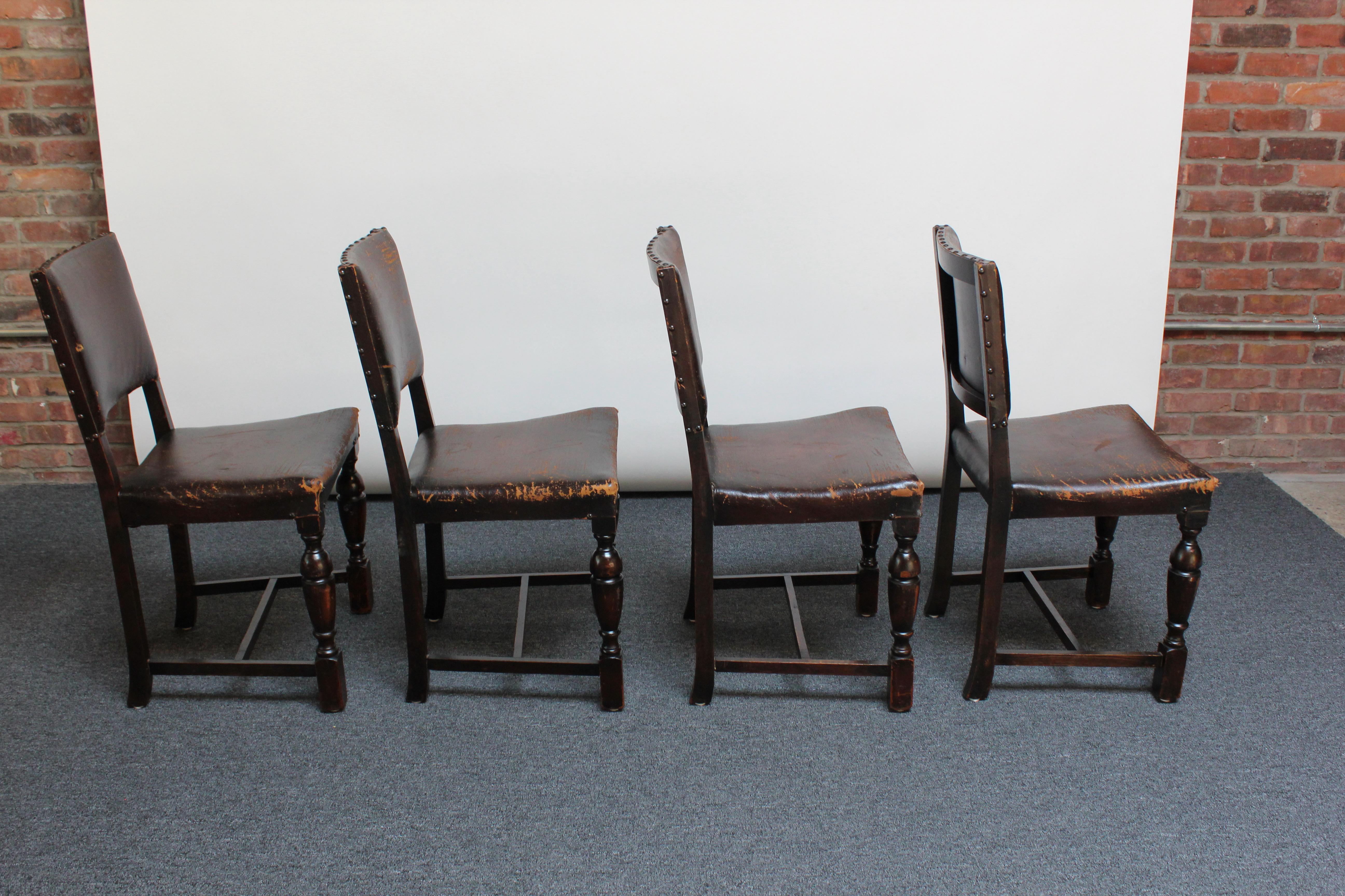 Mid-20th Century Set of Four Vintage Spanish Revival Style Dining Chairs