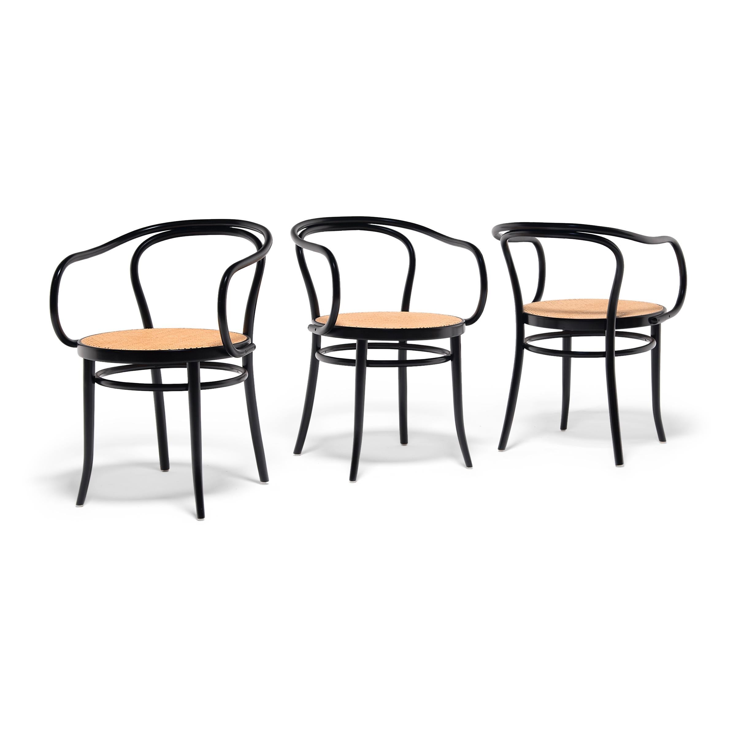 Set of Four Vintage Thonet Bentwood Cane Chairs 2