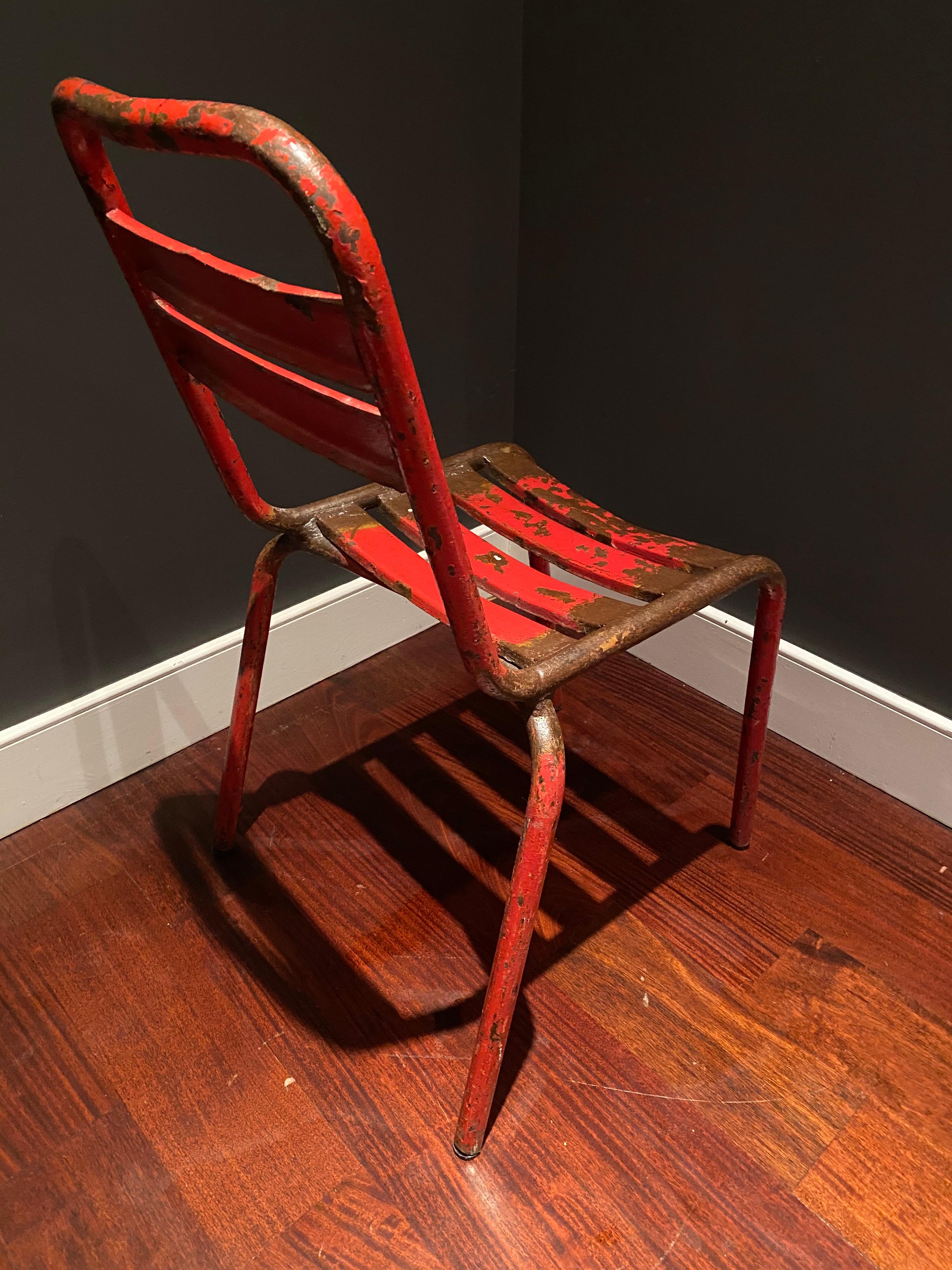 Metal Set of Four Vintage Tolix Café Chairs by Xavier Pauchard For Sale