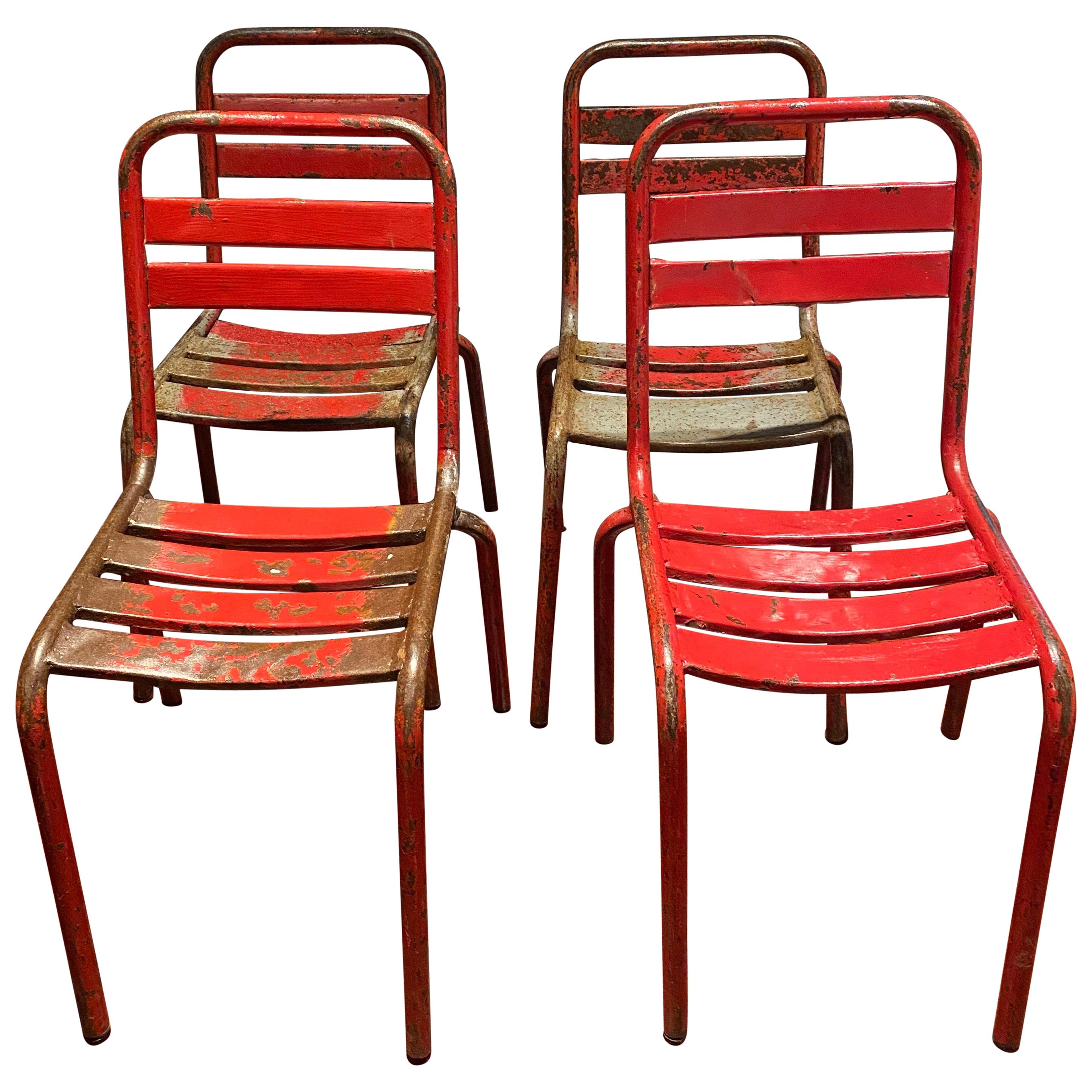Set of Four Vintage Tolix Café Chairs by Xavier Pauchard