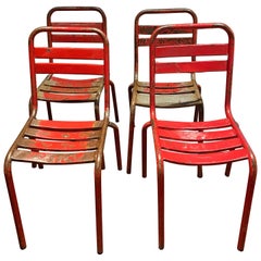 Set of Four Vintage Tolix Caf�é Chairs by Xavier Pauchard