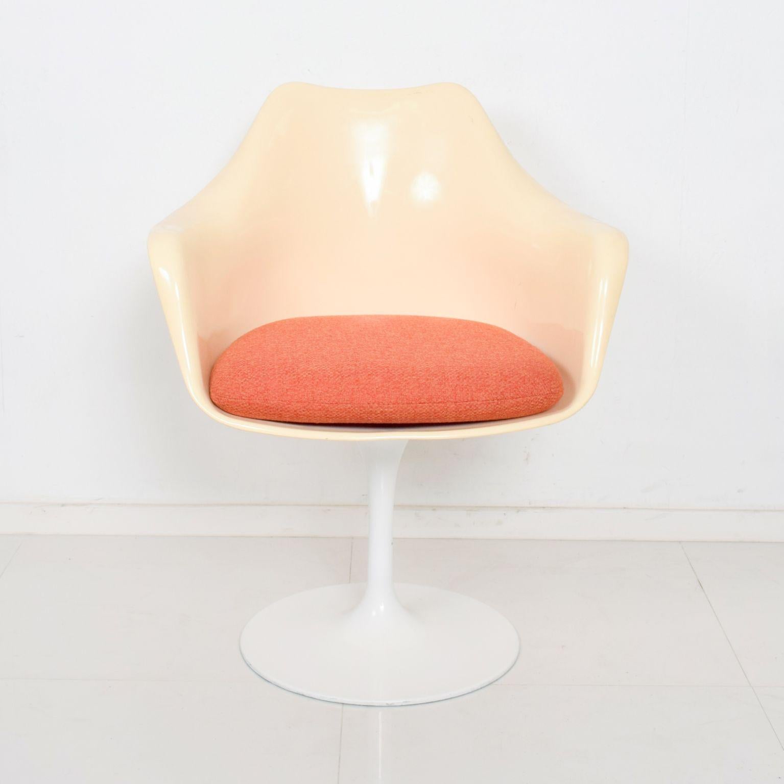 Fabric Vintage TULIP Dining Arm Chairs by Eero Saarinen in Orange KNOLL- Set of Four