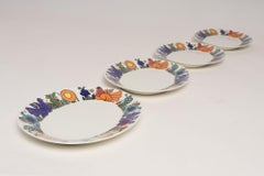 Juego de cuatro platos ovalados hondos vintage Villeroy & Boch "Acapulco" motivo pájaro