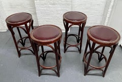 Set of Four Vintage Vintage Thonet Style Bentwood Stools