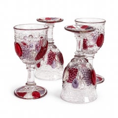 Set of Four Vintage Westmoreland Della Robbia Ruby Flashed Goblets