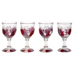 Set of Four Vintage Westmoreland Della Robbia Ruby Flashed Goblets