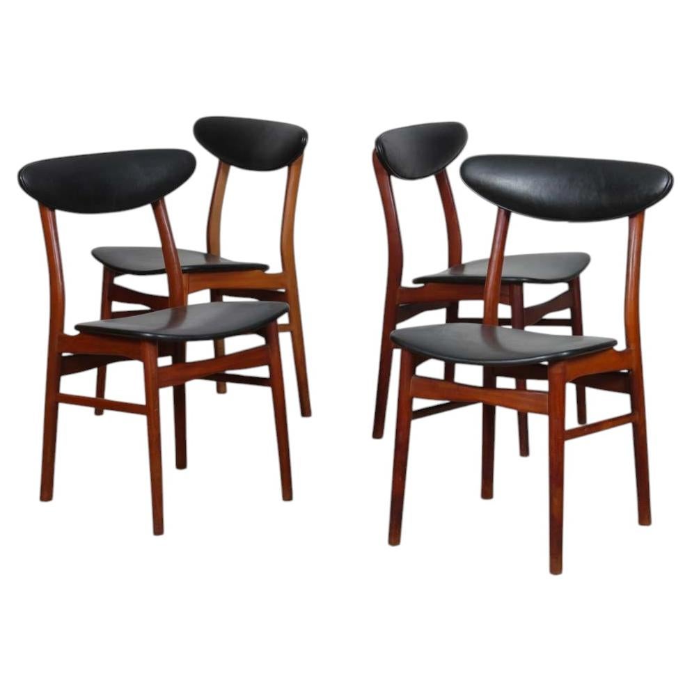 Set of four vintage wooden chairs in Scandinavian style, 1960s For Sale