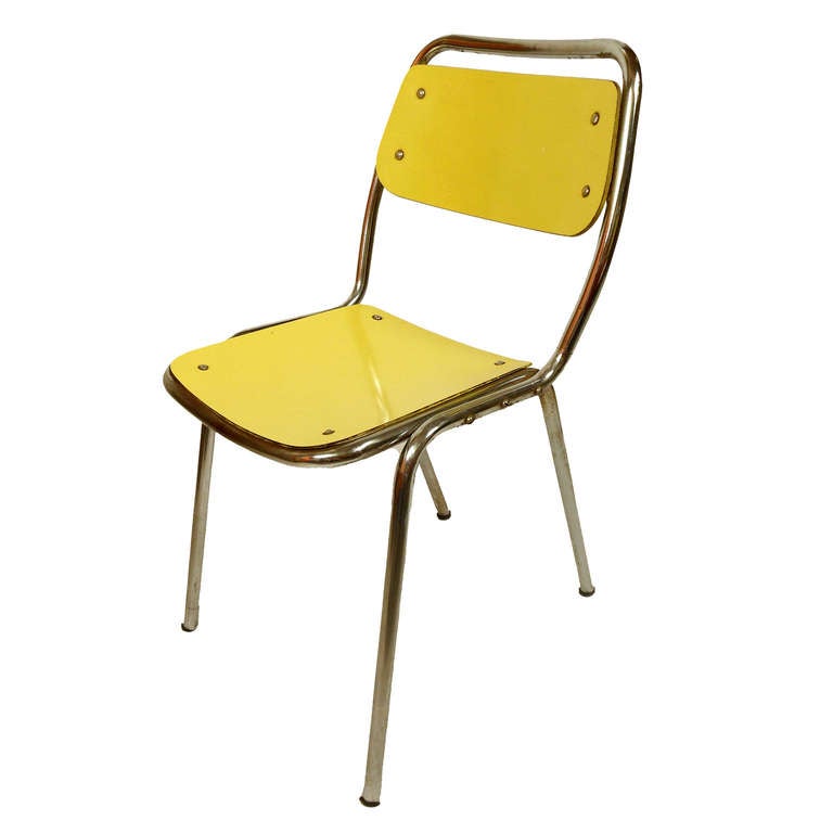 Set of Four Vintage Yellow Chairs Attributable to Gae Aulenti, Italy, 1950s In Good Condition For Sale In Milan, IT