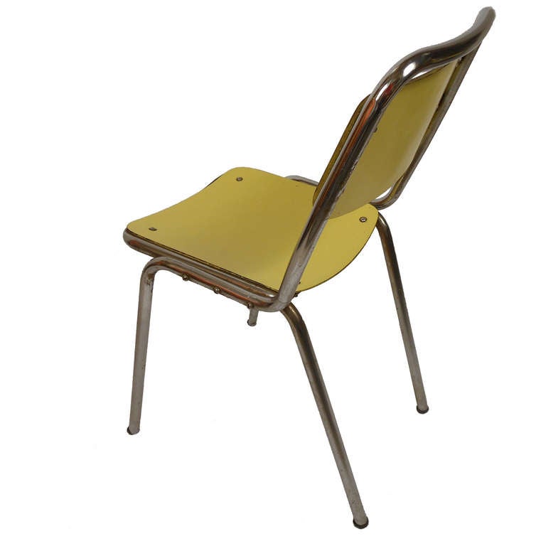 Mid-20th Century Set of Four Vintage Yellow Chairs Attributable to Gae Aulenti, Italy, 1950s For Sale