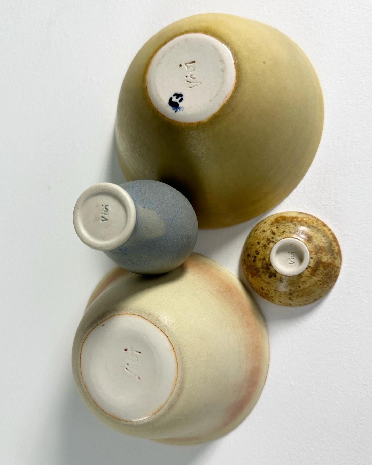 Set of Four Vivi Calissendorff Vase & Bowls Stoneware Sweden 1960s 2