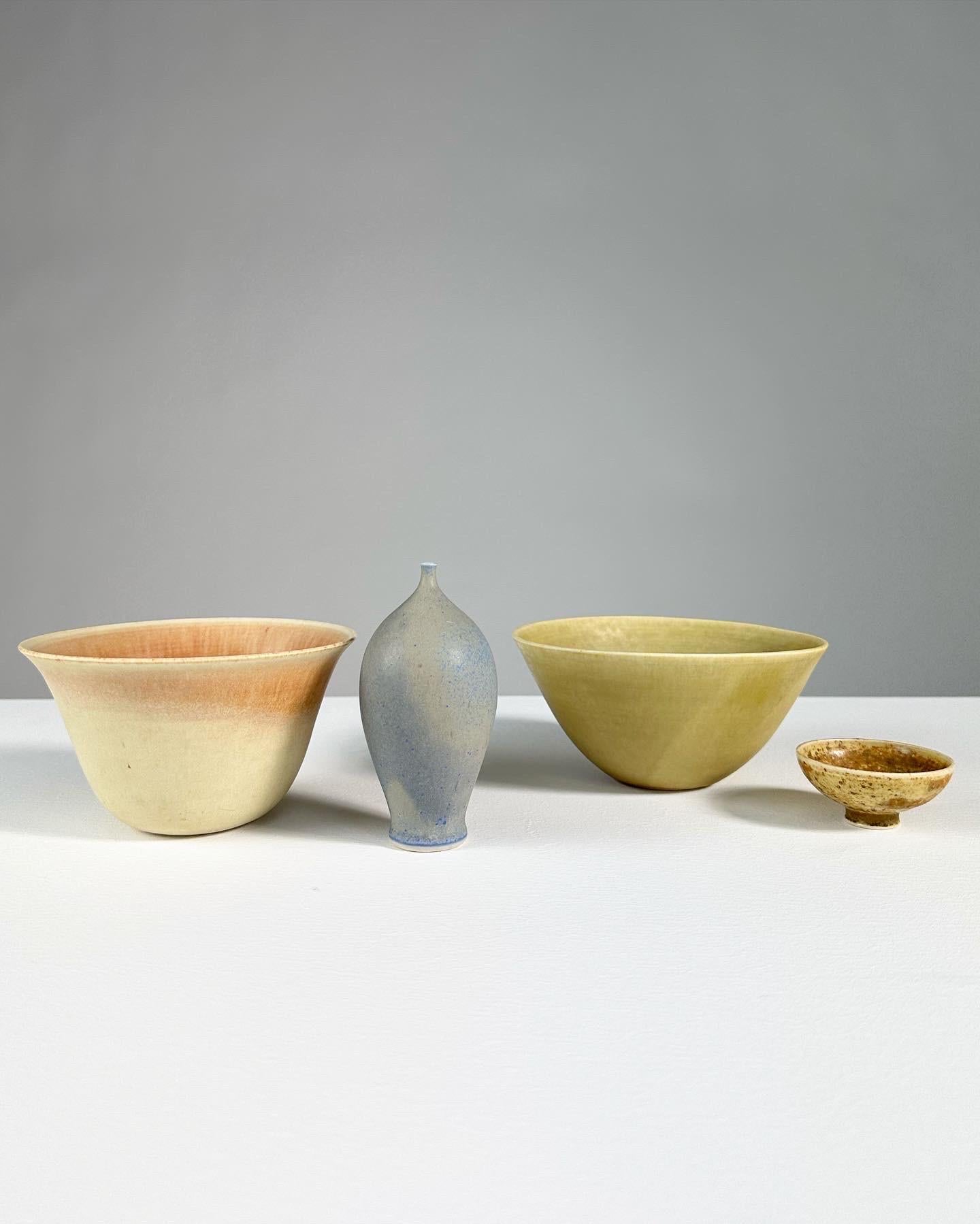Mid-Century Modern Set of Four Vivi Calissendorff Vase & Bowls Stoneware Sweden 1960s