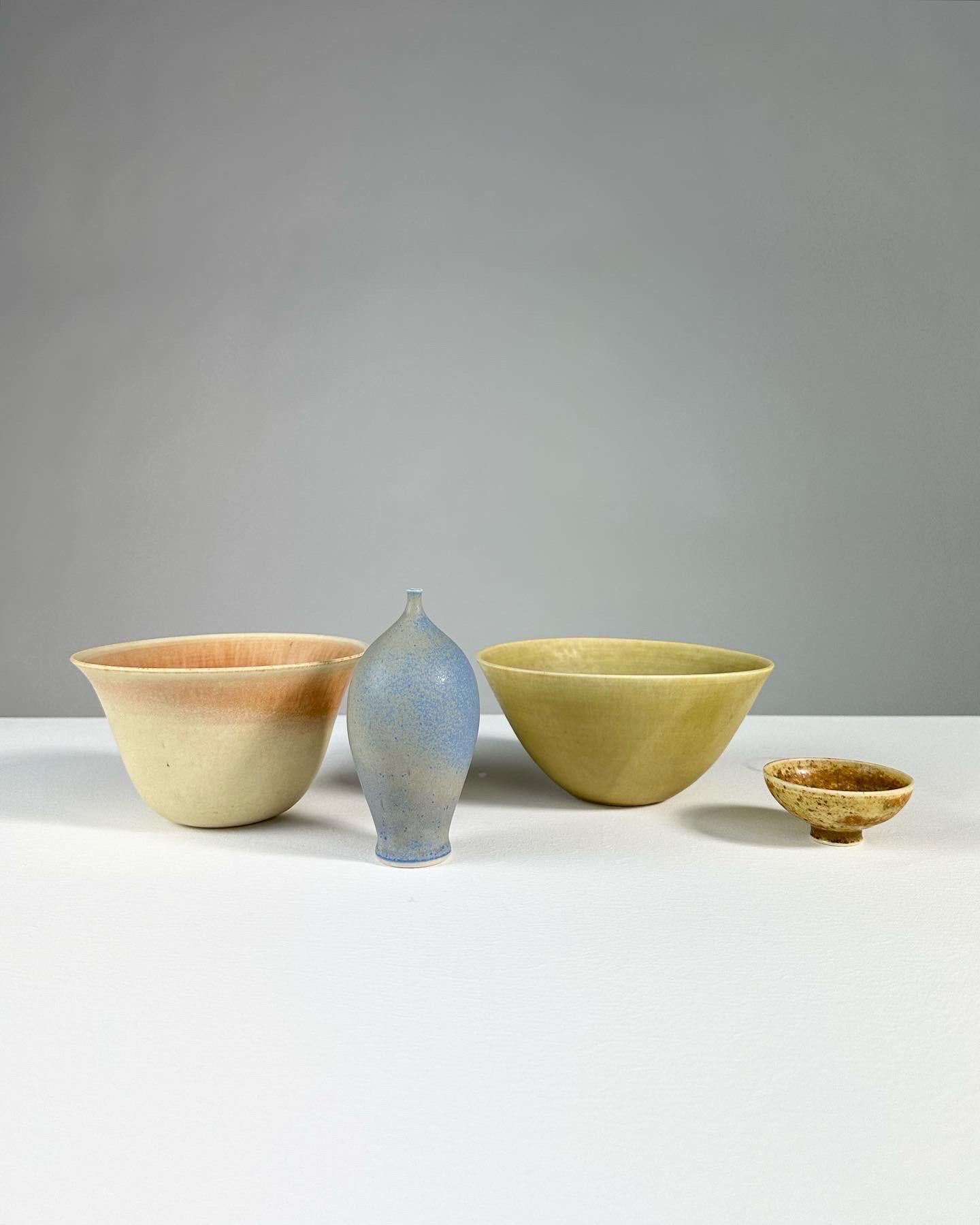 Mid-20th Century Set of Four Vivi Calissendorff Vase & Bowls Stoneware Sweden 1960s