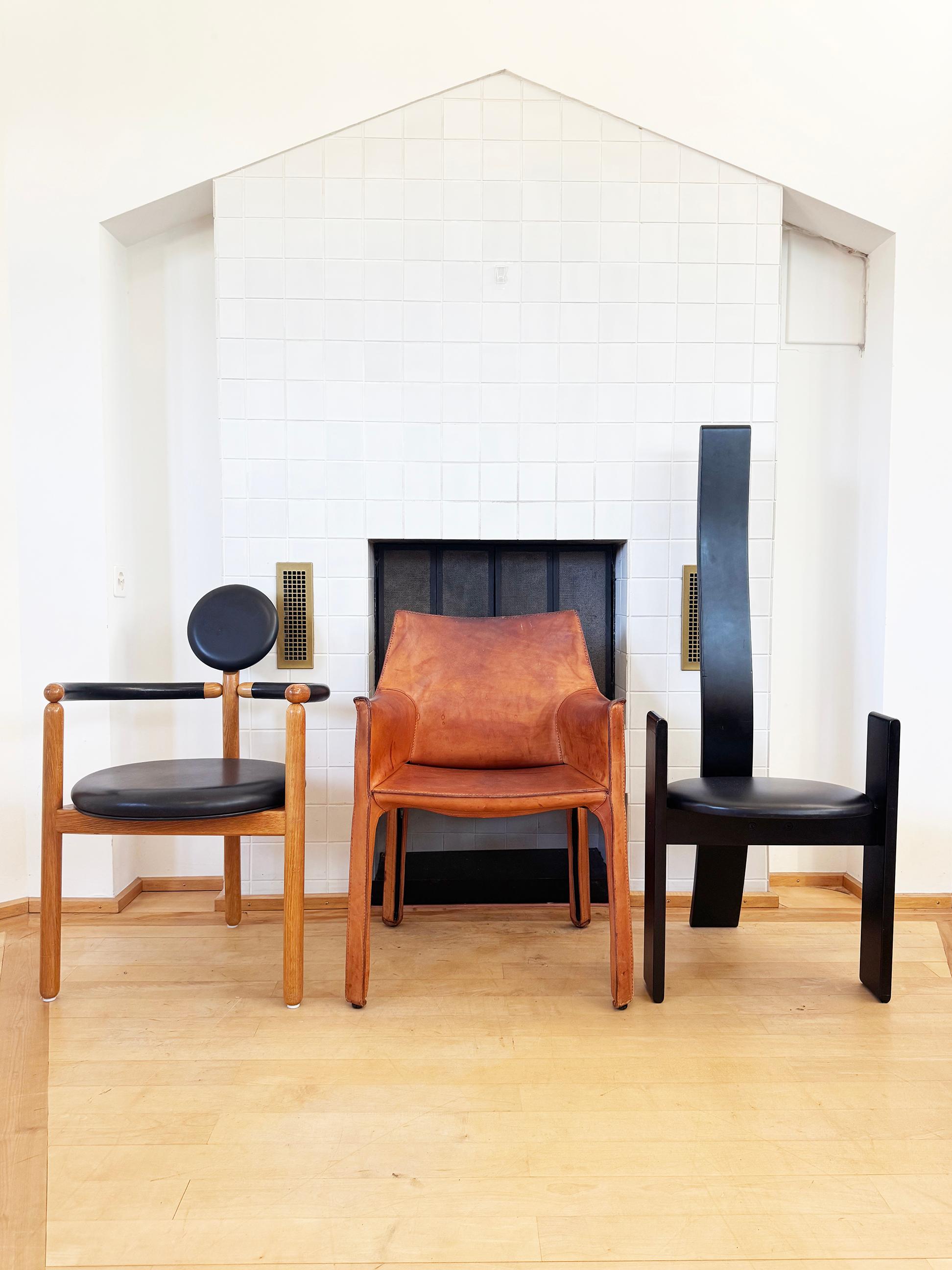 Ensemble de QUATRE fauteuils Cassina Cab 413 en cuir naturel brun cognac Bellini en vente 11