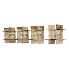 Set of Four Wall Lamps LP 256 by Carlo Nason in Cristal and Tobacco, Italy 1970s