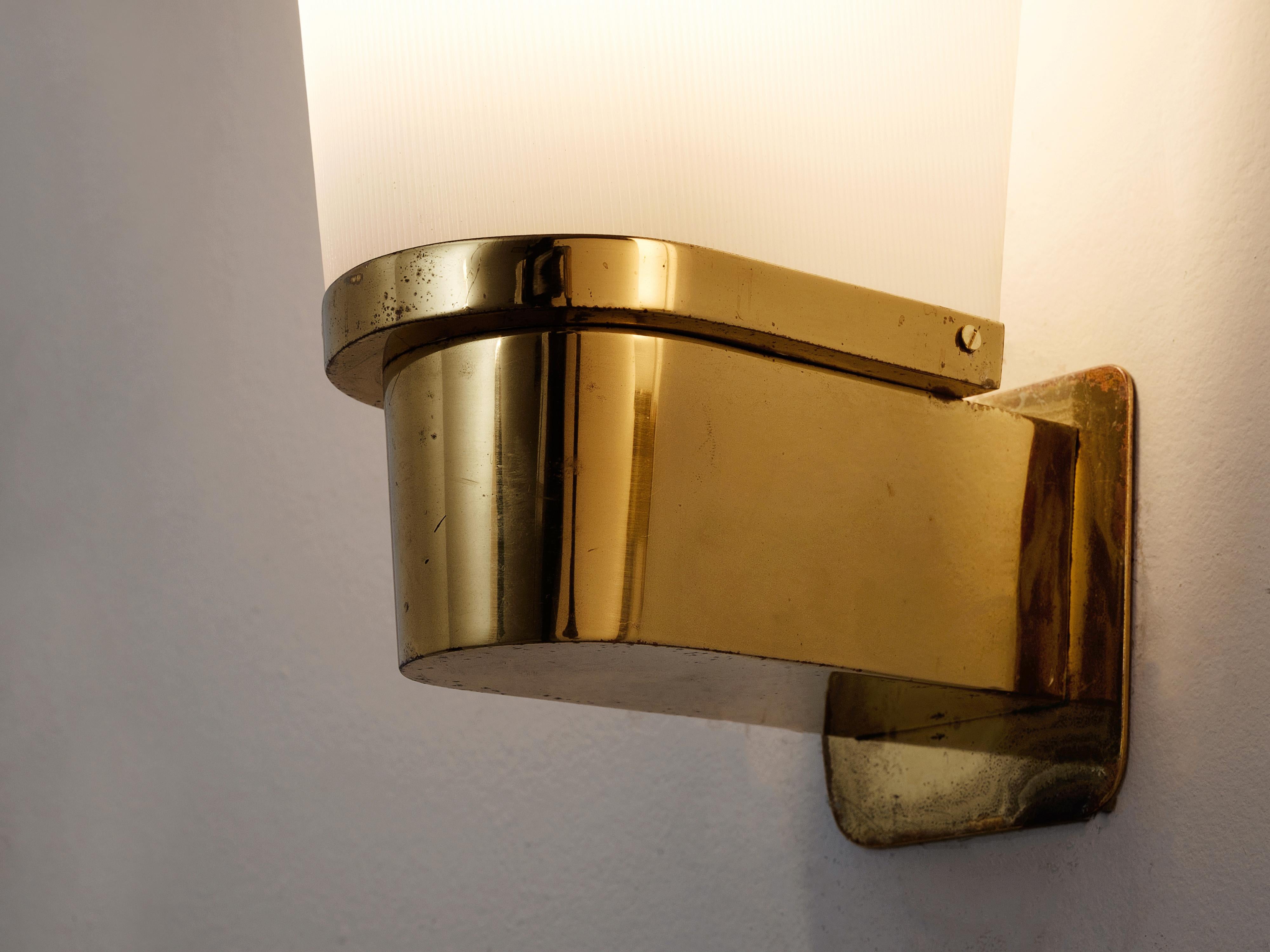 Mid-Century Modern Set of Four Wall Lights in Brass