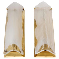 Set di quattro applique da parete di Kalmar, vetro di Murano trasparente all'ottone, anni '70