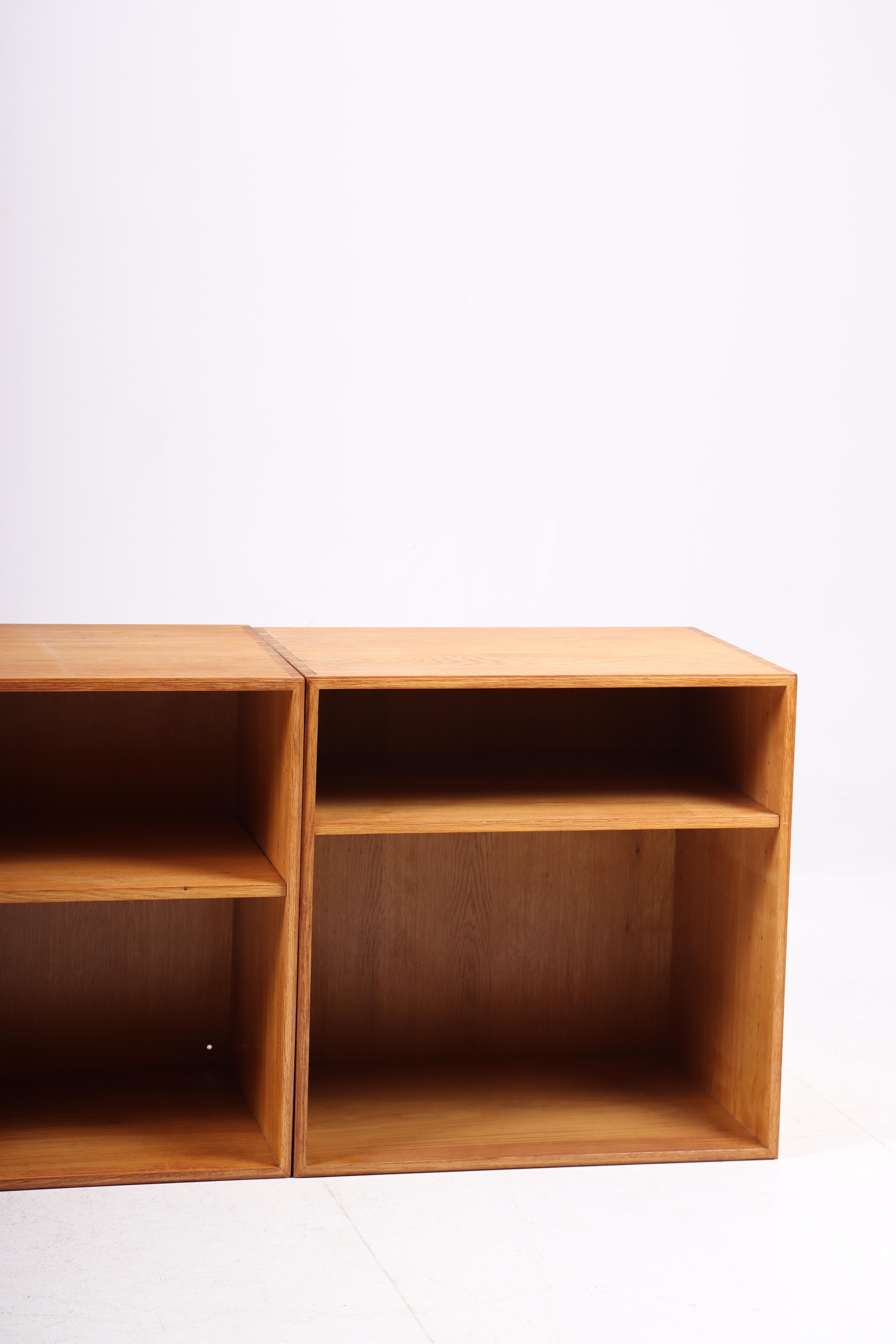 Danish Set of Four Wall-Mounted Bookcases in Solid Oak, Made in Denmark 1960s For Sale