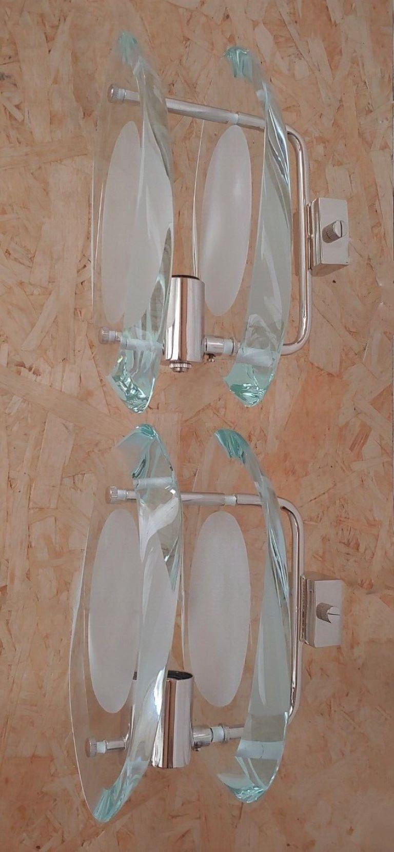 Mid-Century Modern Set of Four Wall Sconces by Max Ingrand for Fontana Arte Model 2093, Italy, 1961
