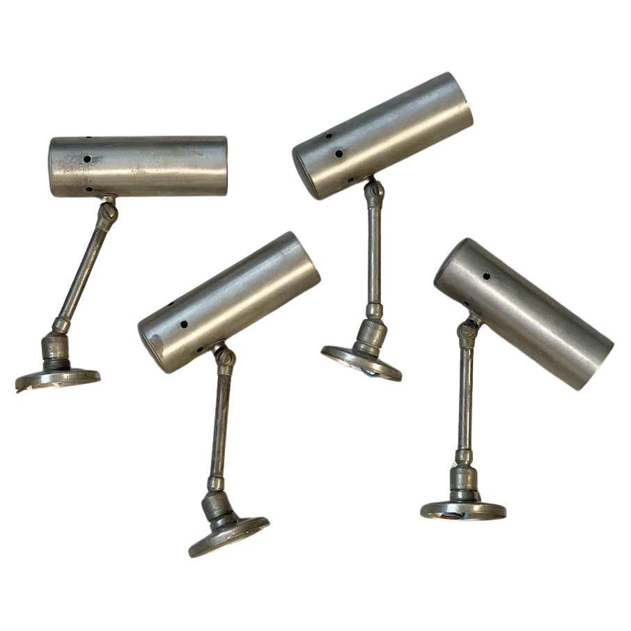 Set of Four Wall Spotlights in Metal, 1960s, Living Room Lights, Decorative Lamp For Sale