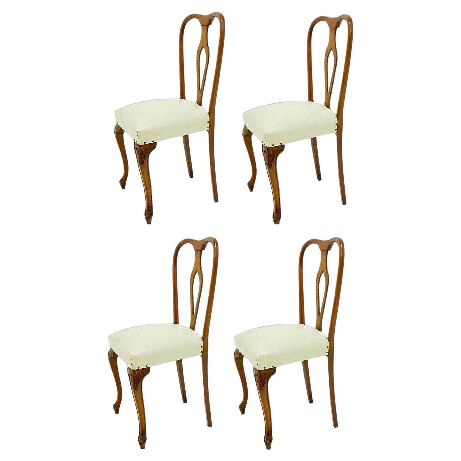 Set of Four Walnut Collectible Chairs, 1960s For Sale