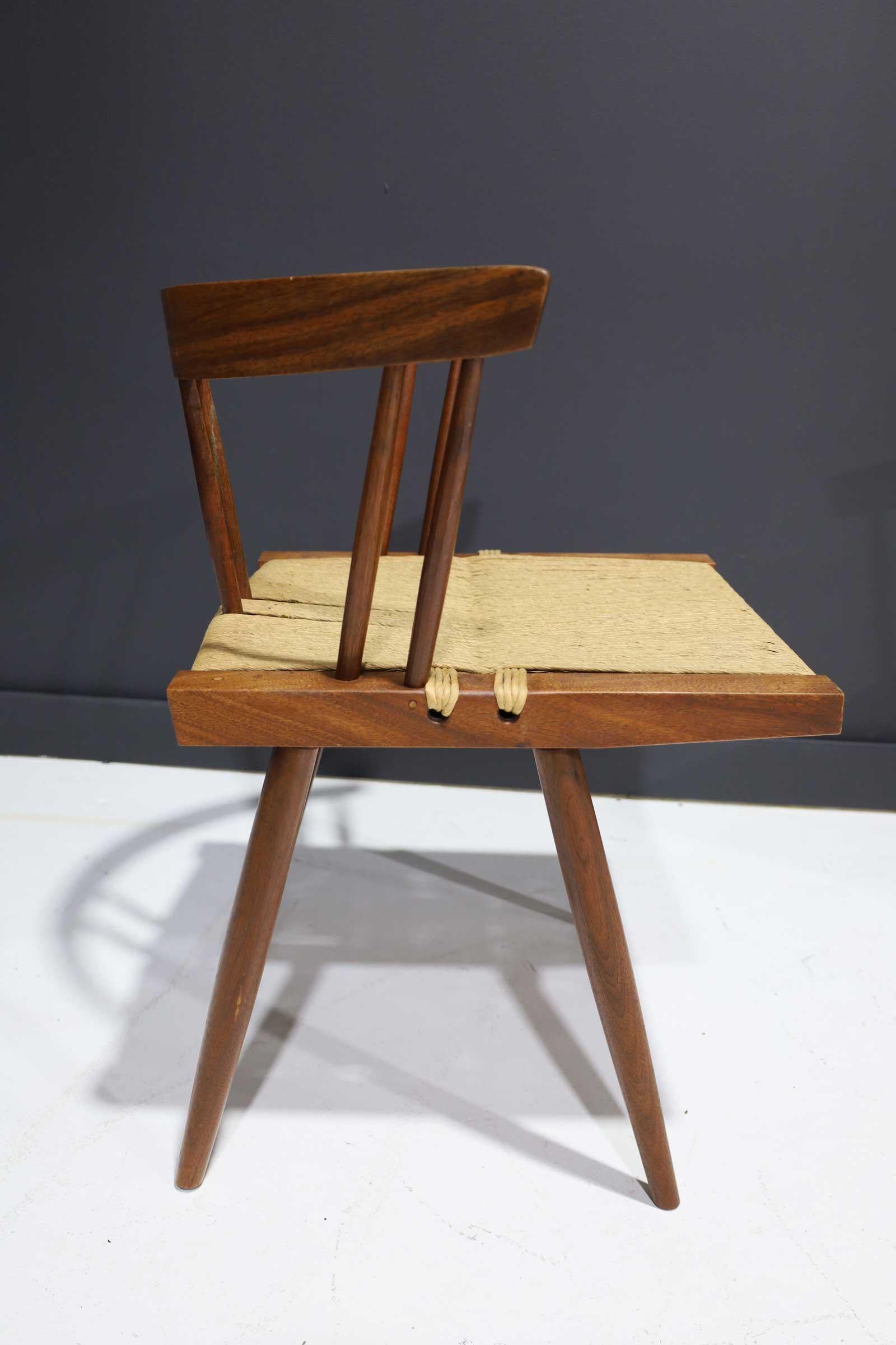 Set of Four Walnut Grass Seat Dining Chairs by George Nakashima, US, 1961 1