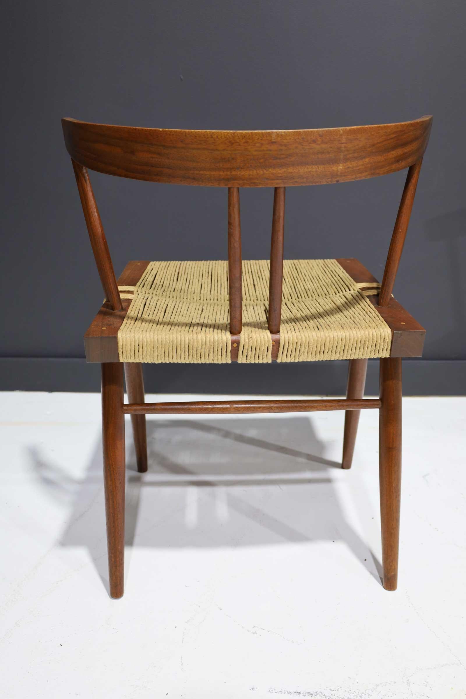 Set of Four Walnut Grass Seat Dining Chairs by George Nakashima, US, 1961 2