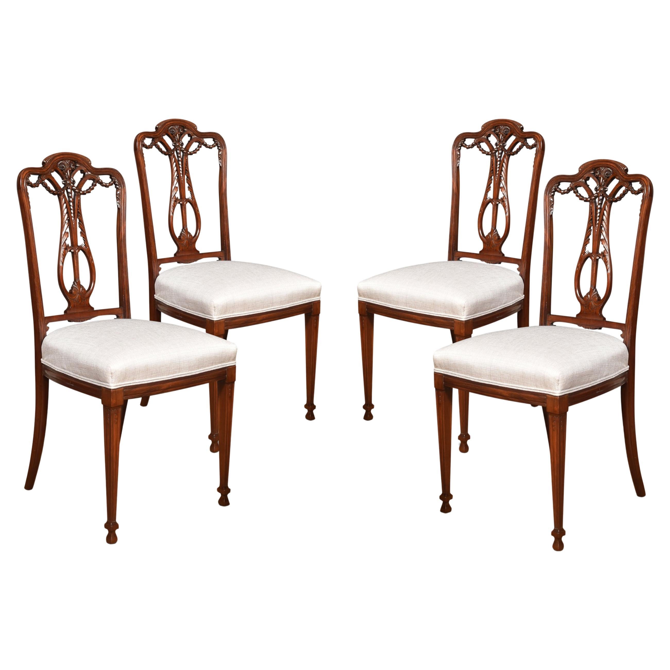 Set of Four Walnut Side Chairs