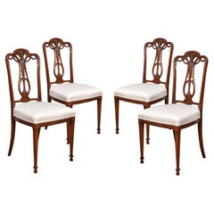 Antique Set of Four Walnut Side Chairs