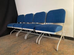Set of Four Warren McArthur Aluminum & Blue Velvet chairs