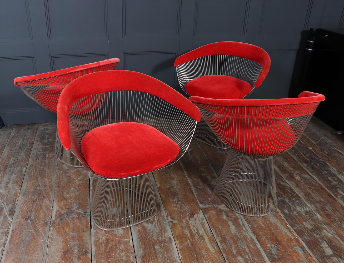 Set di quattro poltrone da pranzo Warren Platner per Knoll, anni '60 in vendita 4