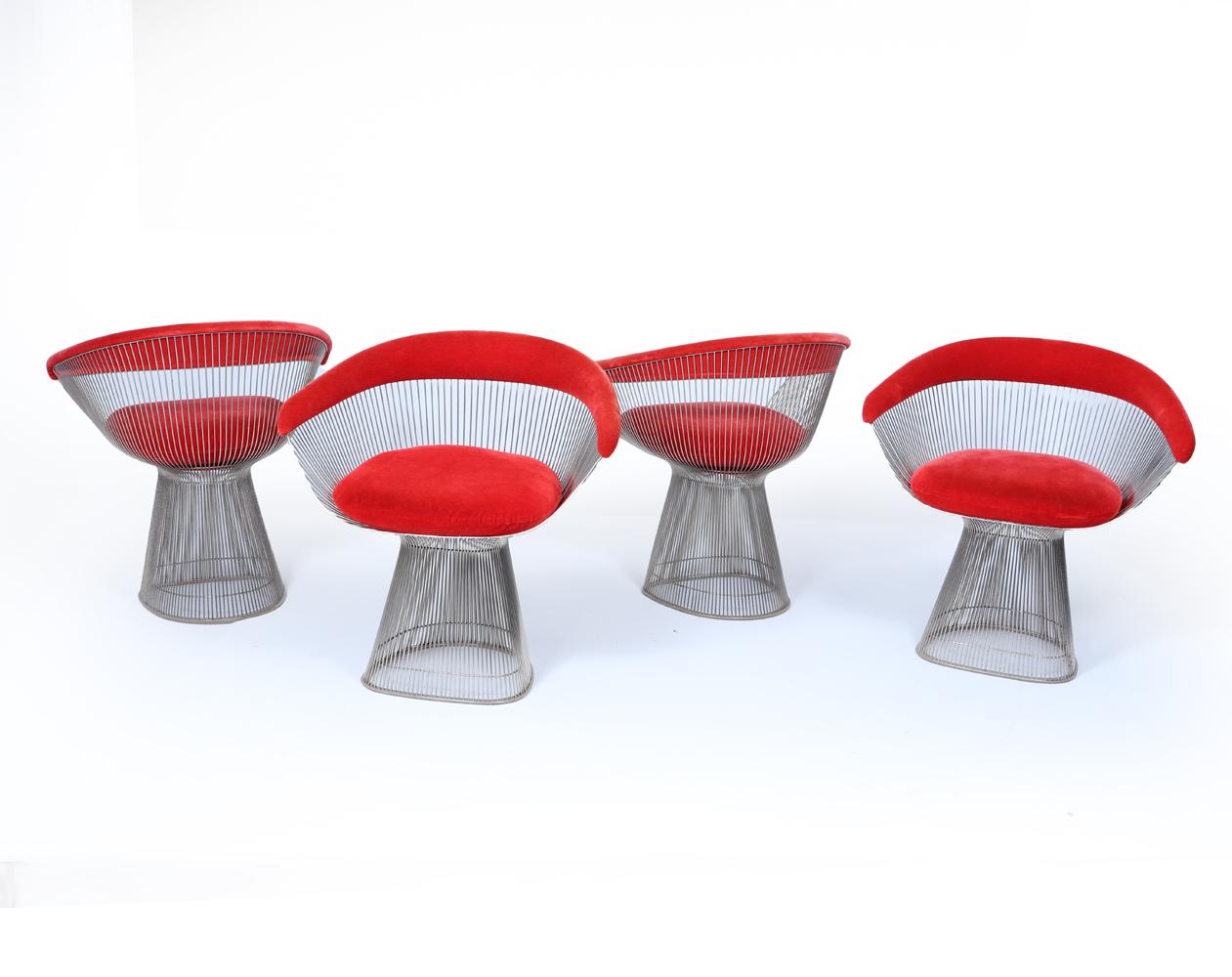Mid-Century moderno Set di quattro poltrone da pranzo Warren Platner per Knoll, anni '60 in vendita