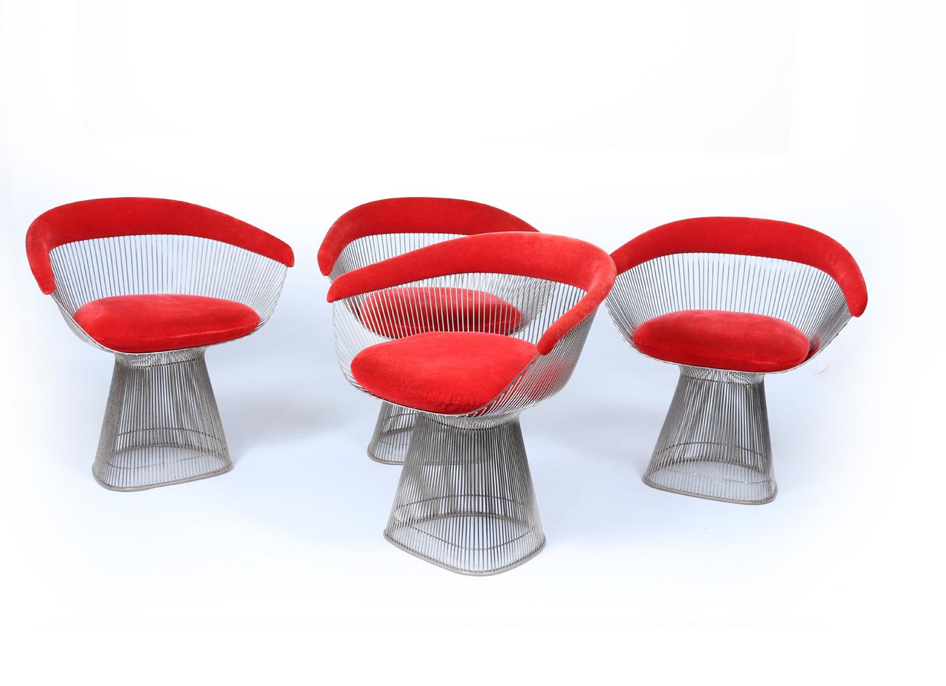 Americano Set di quattro poltrone da pranzo Warren Platner per Knoll, anni '60 in vendita