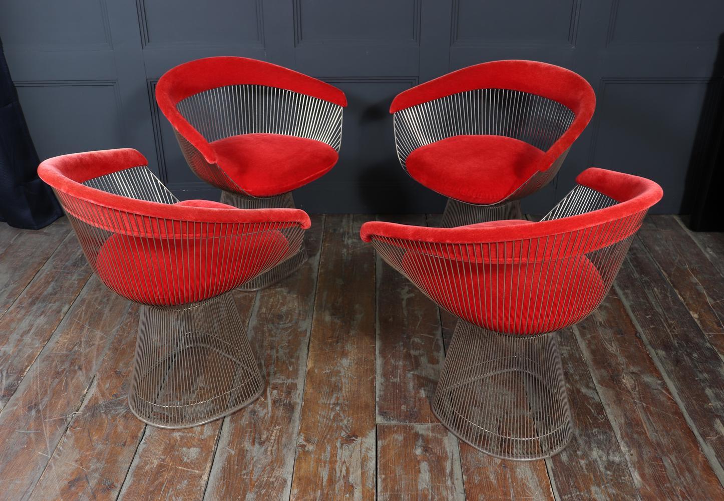 Fine XX secolo Set di quattro poltrone da pranzo Warren Platner per Knoll, anni '60 in vendita