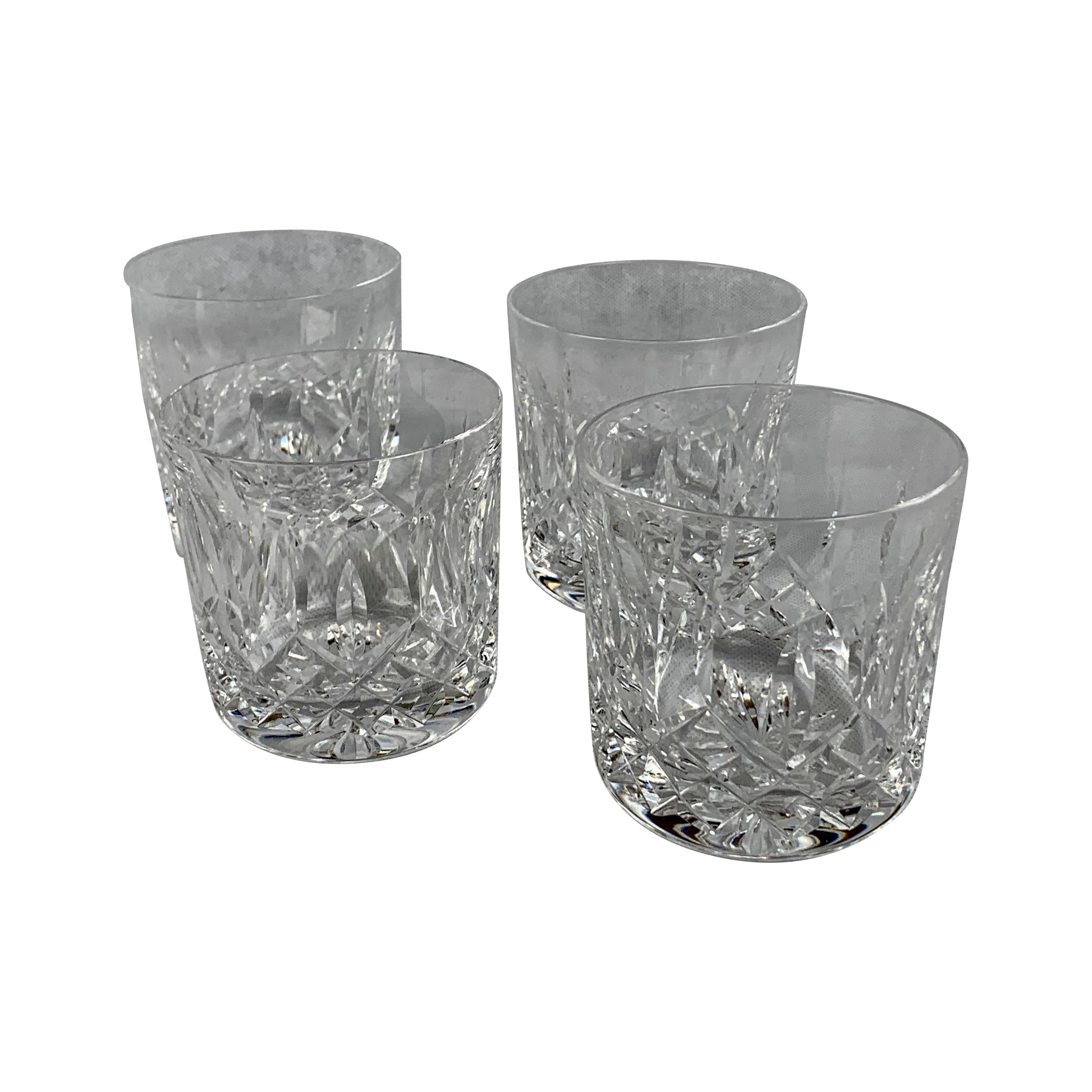   Set of Four Old Fashioned Cut Crystal Glasses by Waterford in Pattern Lismore 