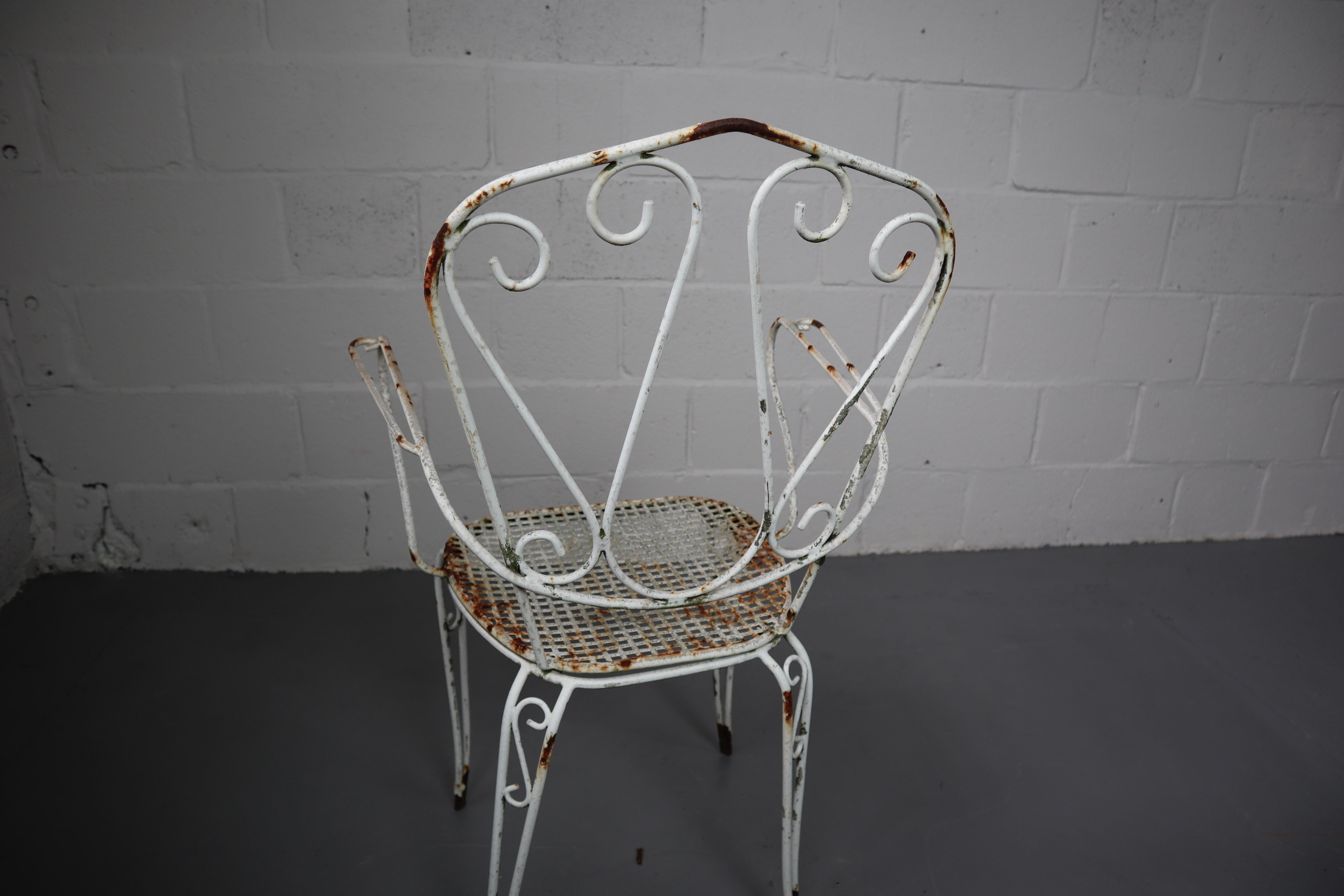 Set of Four Weathered Iron Garden Chairs For Sale 2