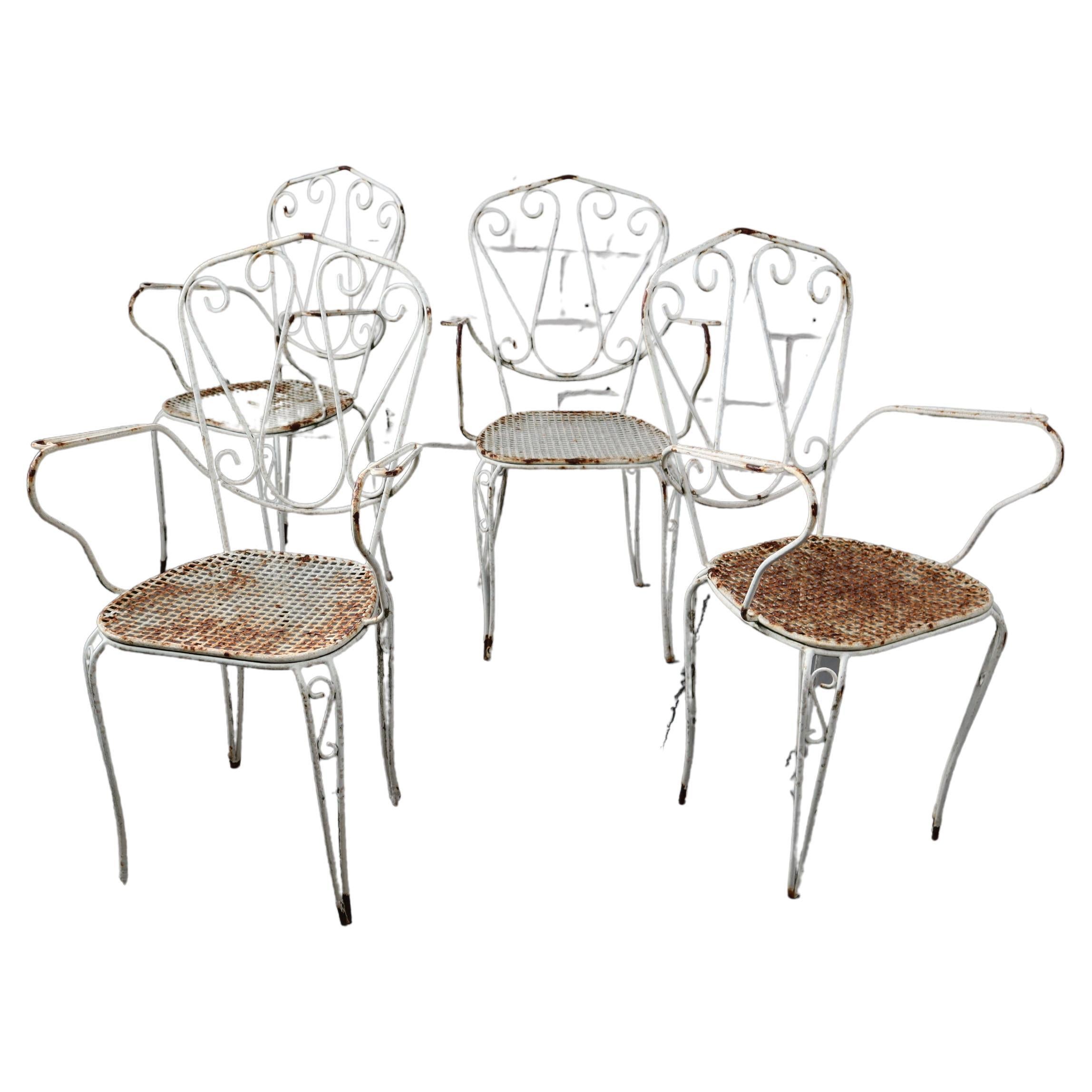 Set of Four Weathered Iron Garden Chairs