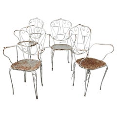 Set of Four Weathered Iron Garden Chairs