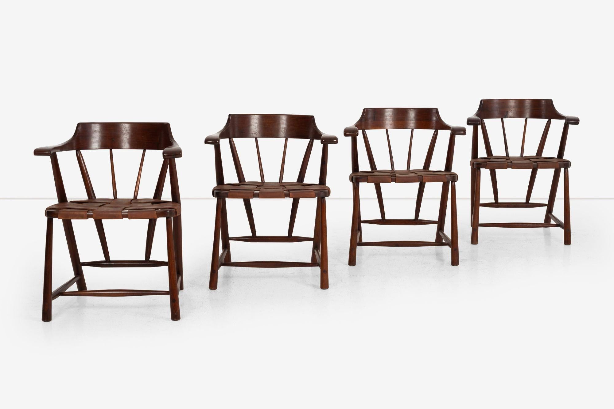 American Craftsman Set of Four Wharton Esherick Captains Chairs 1955 For Sale