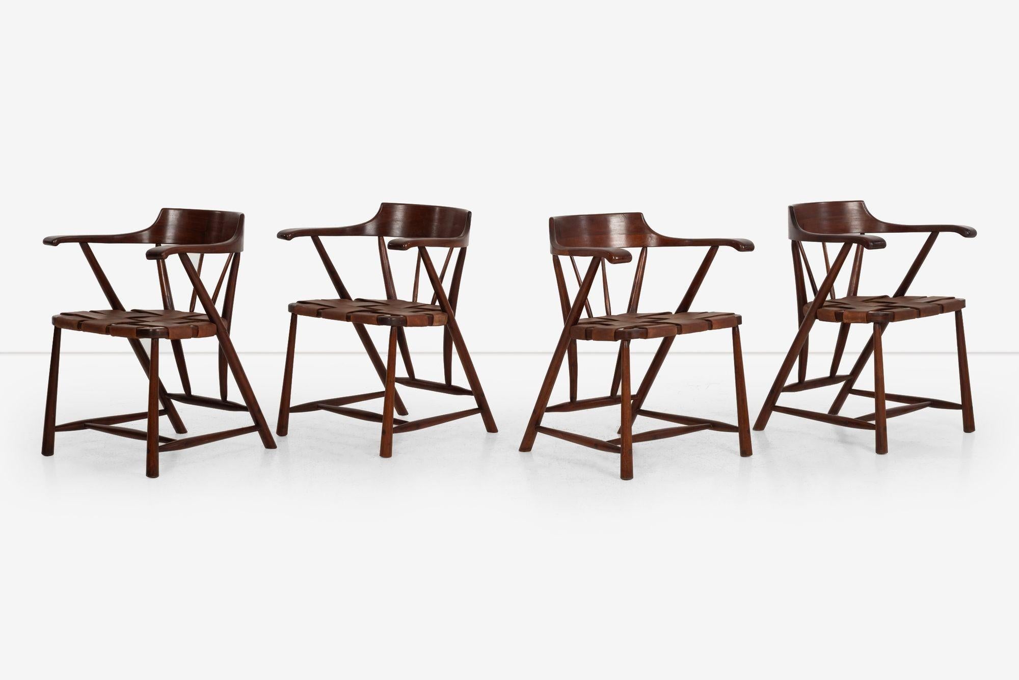 American Set of Four Wharton Esherick Captains Chairs 1955 For Sale