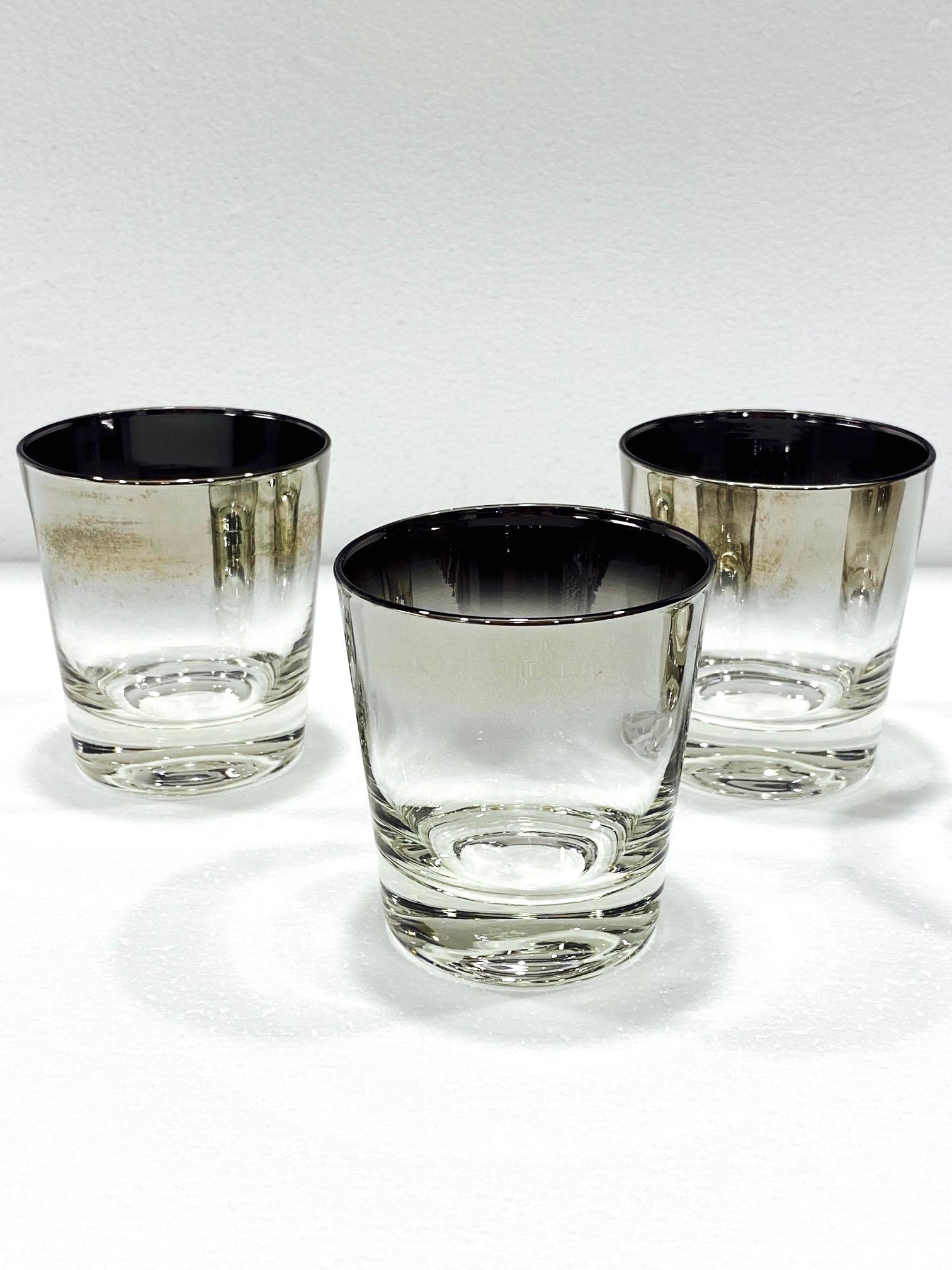 Set of Four Whiskey Glasses with Silver Overlay by Dorothy Thorpe, circa 1960s In Good Condition In Fort Lauderdale, FL