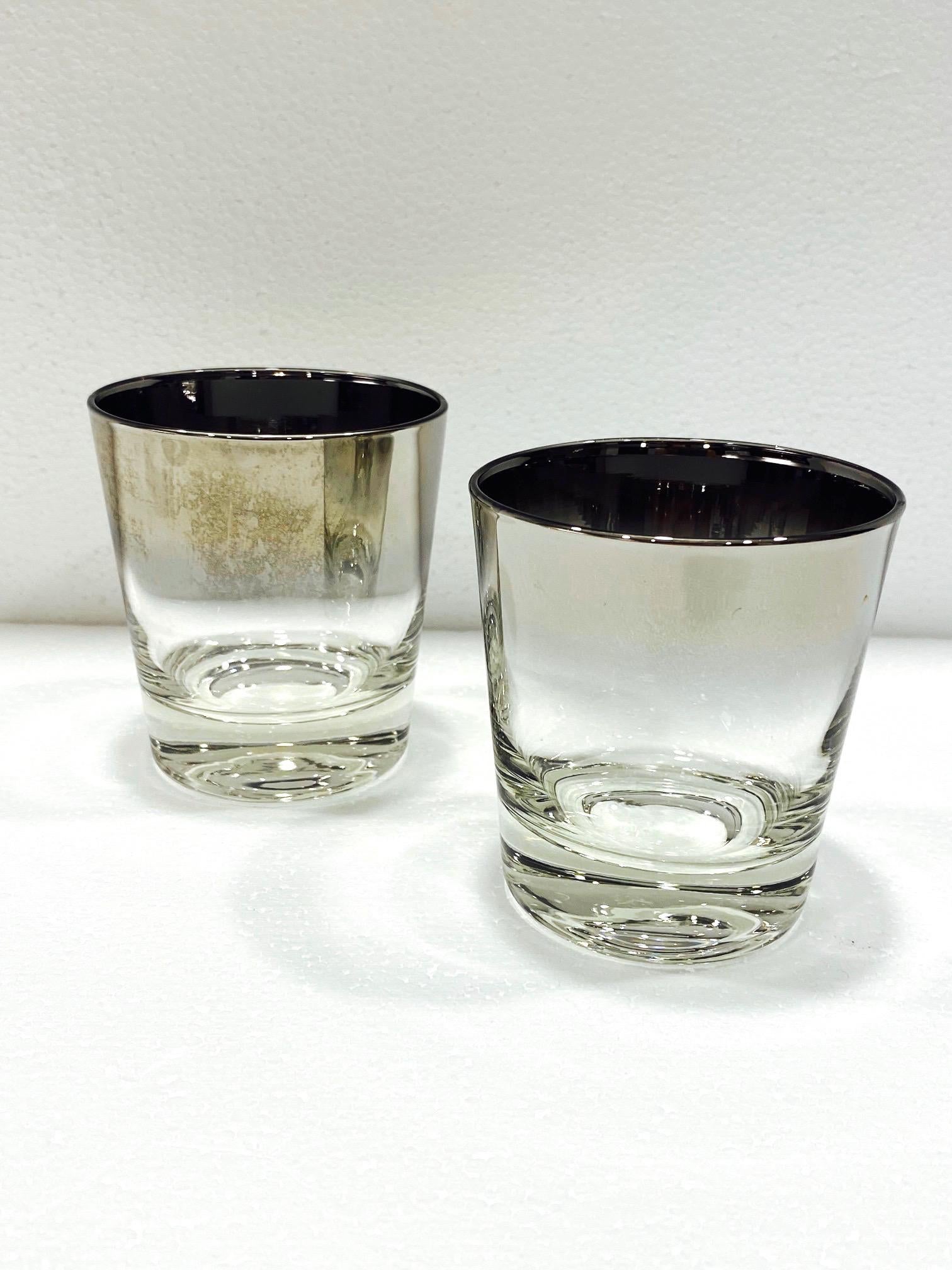 Mid-20th Century Set of Four Whiskey Glasses with Silver Overlay by Dorothy Thorpe, circa 1960s